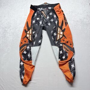 Fly Racing Mens Kinetic Motocross Riding Off-Road Pants Orange Stars Size 28